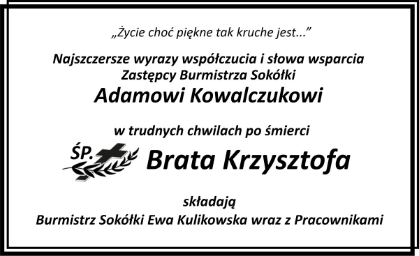 Najszczersze wyrazy wsp&oacute;łczucia