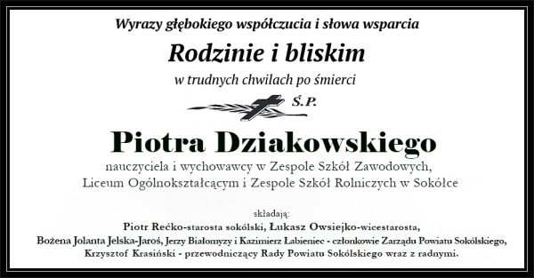 Wyrazy głębokiego wsp&oacute;łczucia