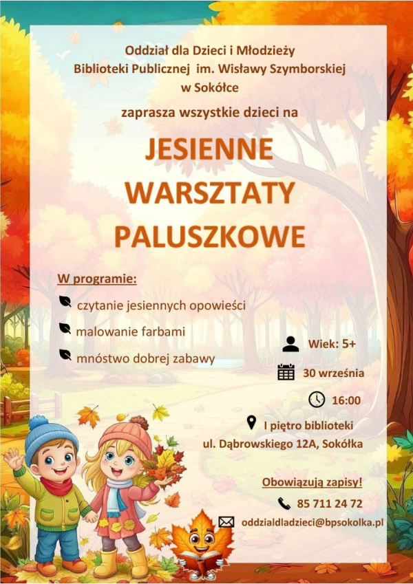 "Jesienne warsztaty paluszkowe" w sok&oacute;lskiej bibliotece