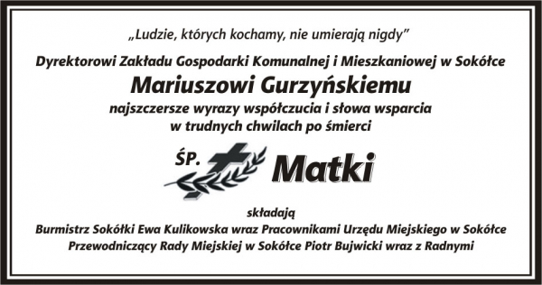 Kondolencje od Burmistrz Sok&oacute;łki