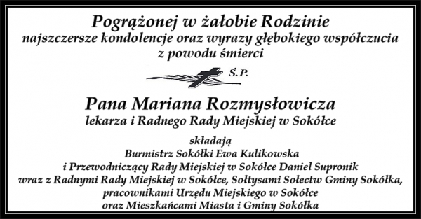 Bliskim składamy szczere wyrazy wsp&oacute;łczucia