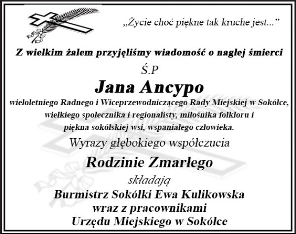 Wyrazy głębokiego wsp&oacute;łczucia