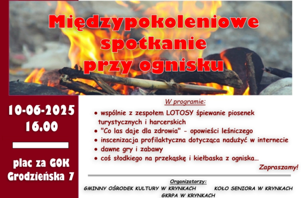 Międzypokoleniowe spotkanie przy ognisku &ndash; zaproszenie na wsp&oacute;lne popołudnie