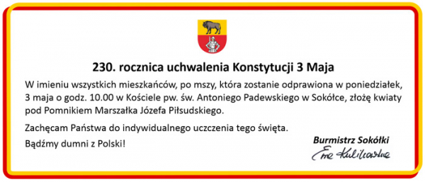 Czytamy Konstytucję razem z Burmistrz Sok&oacute;łki [Ogłoszenie, Film]
