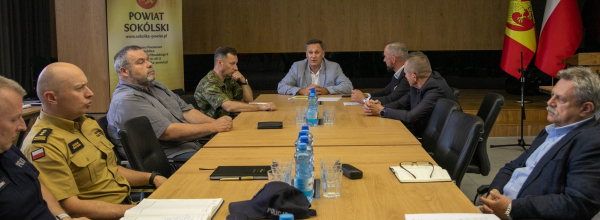 Posiedzenie Powiatowego Zespołu Zarządzania Kryzysowego w Sok&oacute;łce.