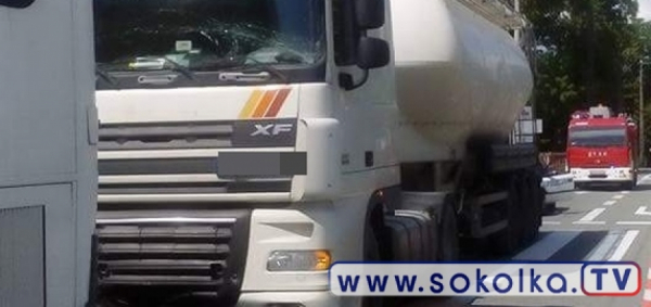 Kolizja Opla z TIR-em w Korycinie